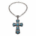 Cabochon Stone Cross Pendant Necklace Earrings Set