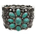 Turquoise Stone Large Metal Chunky Stretch Bracelet