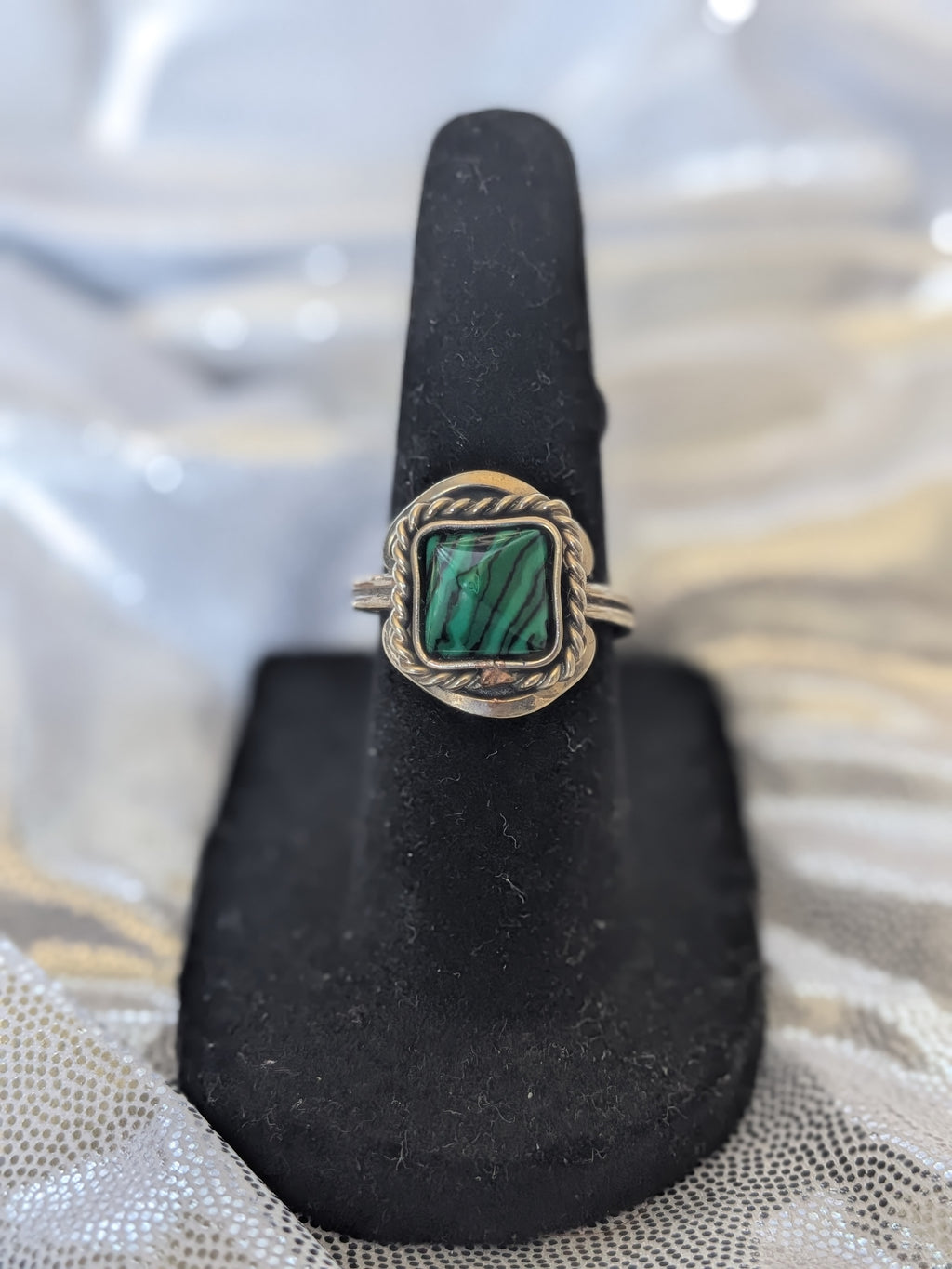 Semi Precious Stone Pyramid Square Adjustable Metal Ring