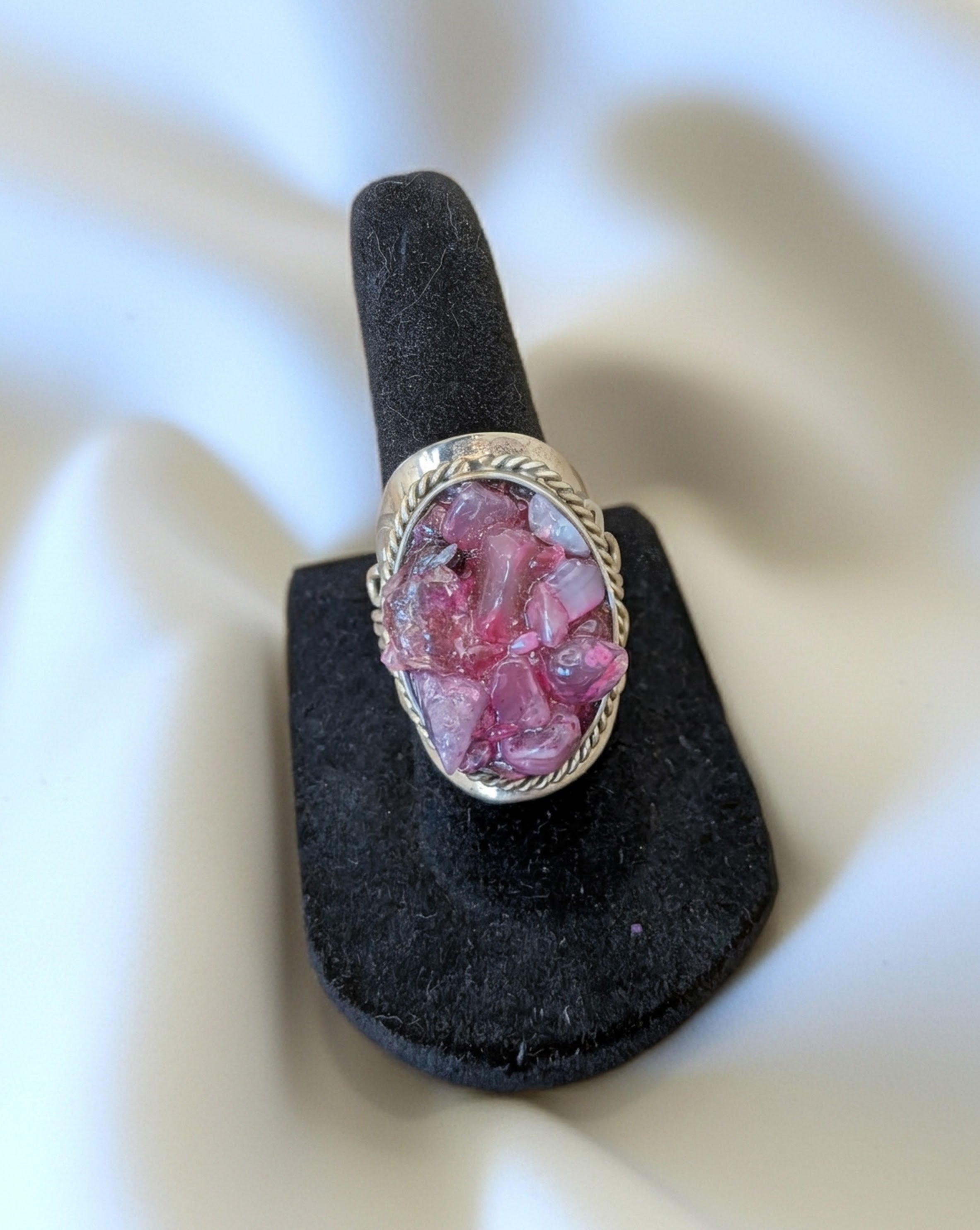 Large Chip Stone Cluster Adjustable Ring