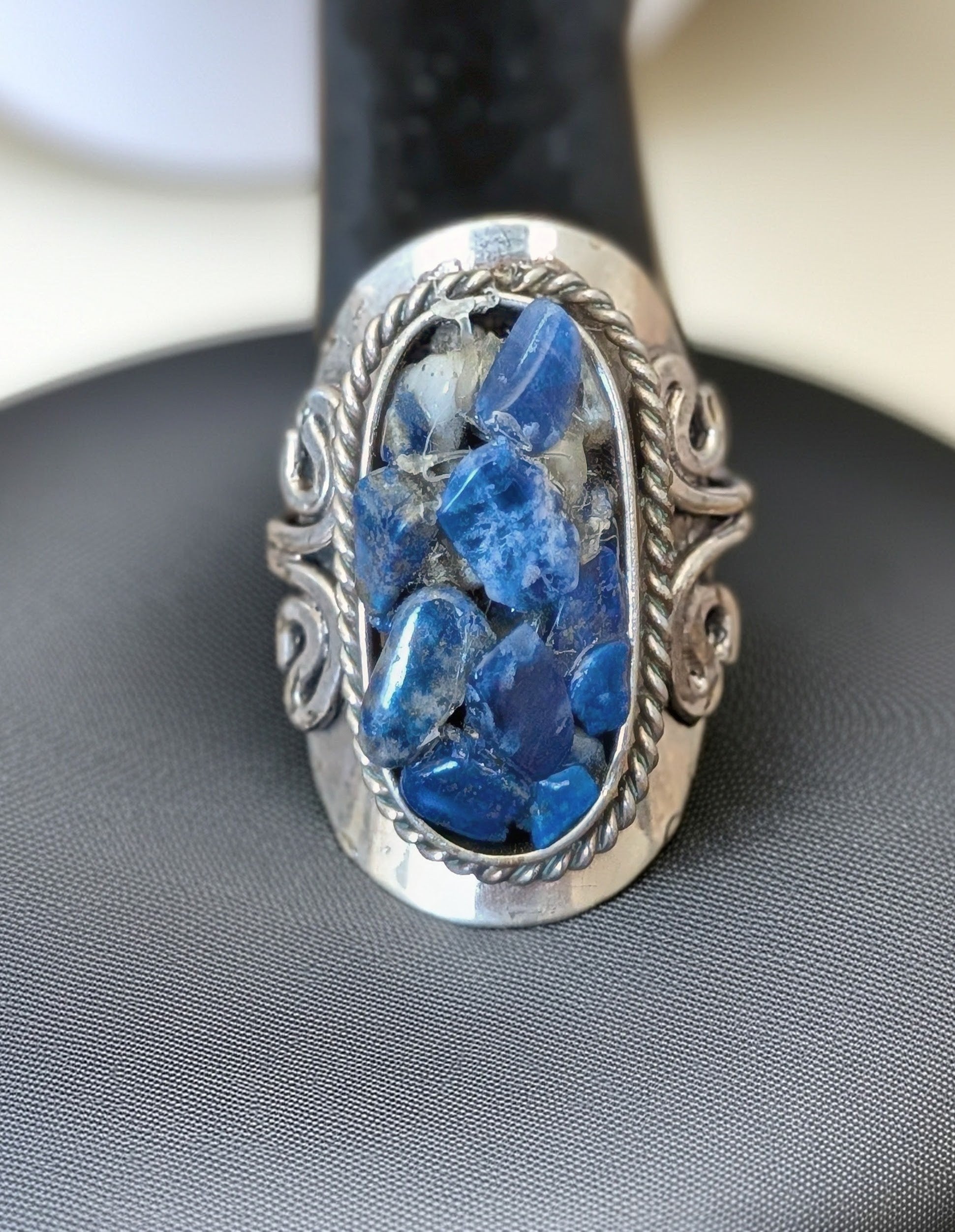 Large Chip Stone Cluster Adjustable Ring