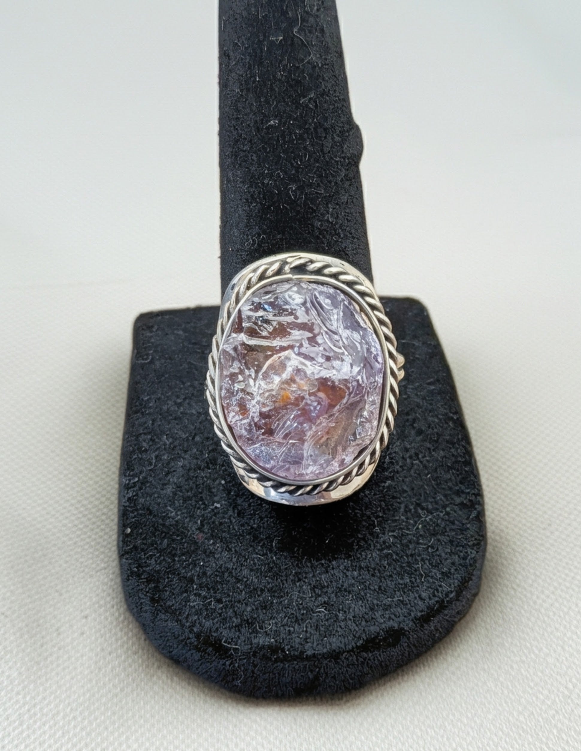 Large Raw Stone Assorted Shape Adjustable Metal Ring