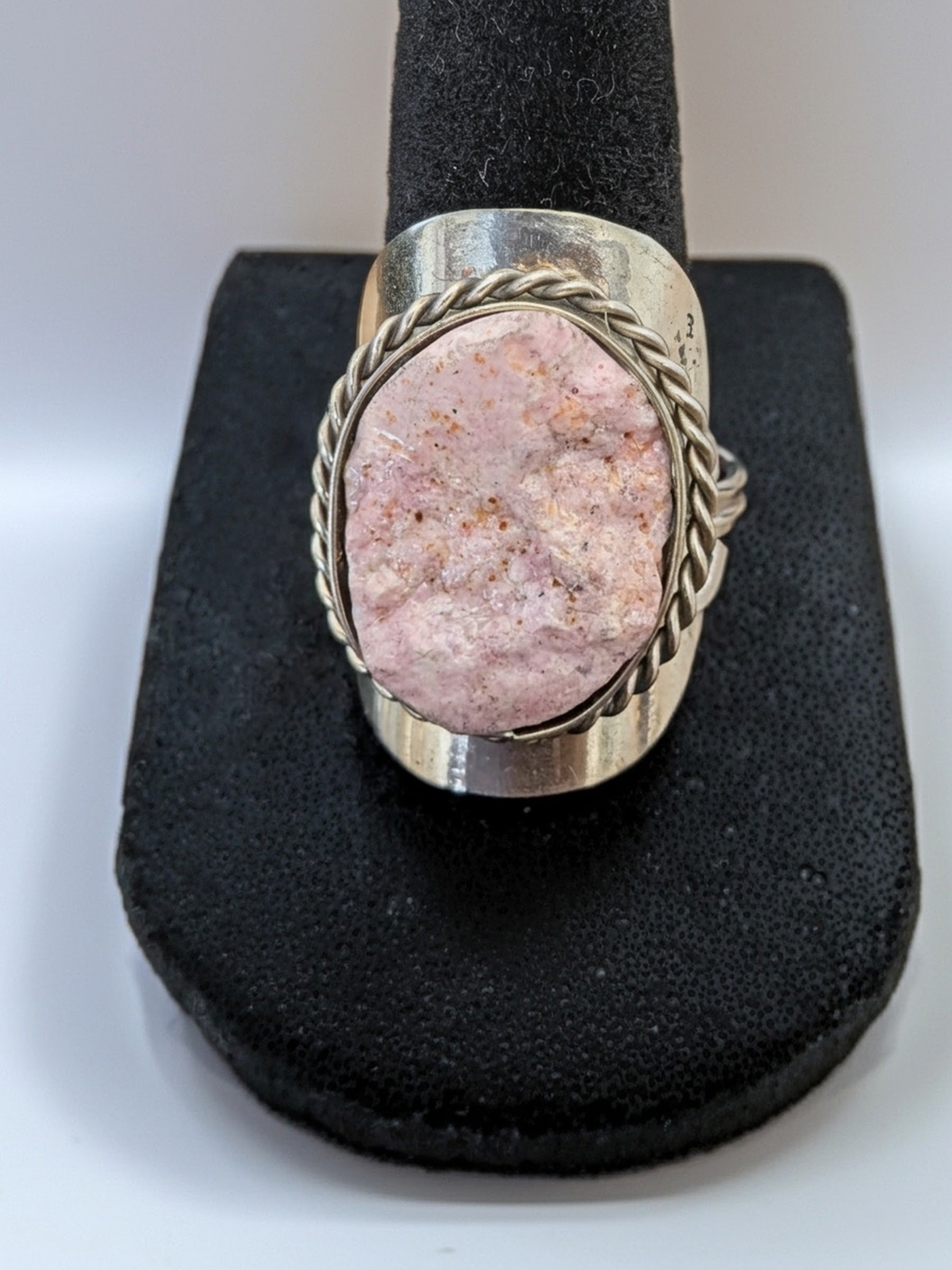 Large Raw Stone Assorted Shape Adjustable Metal Ring