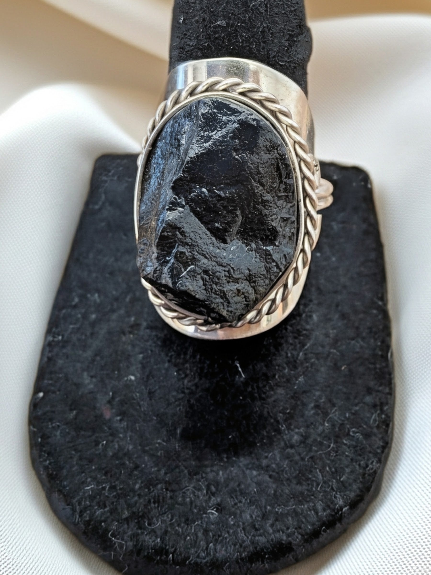 Large Raw Stone Assorted Shape Adjustable Metal Ring
