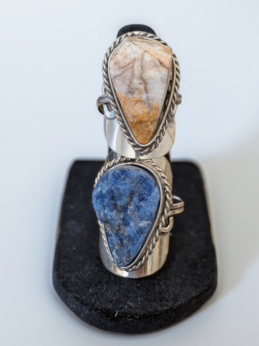 Large Raw Stone Assorted Shape Adjustable Metal Ring