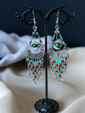 Glass Bead Long Chandelier Earrings