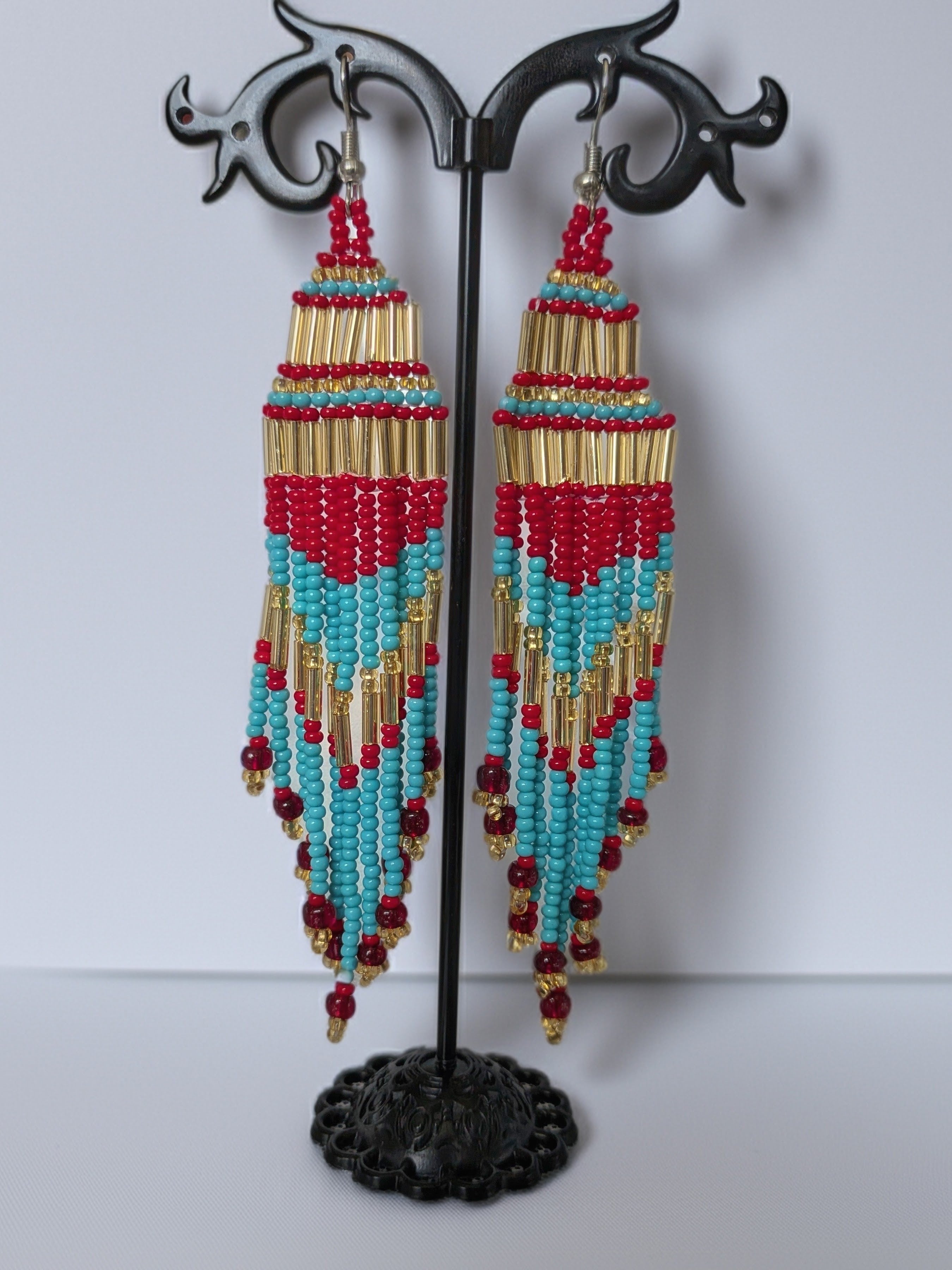 Colorful Beaded Chandelier Dangle Earrings