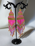 Colorful Beaded Chandelier Dangle Earrings