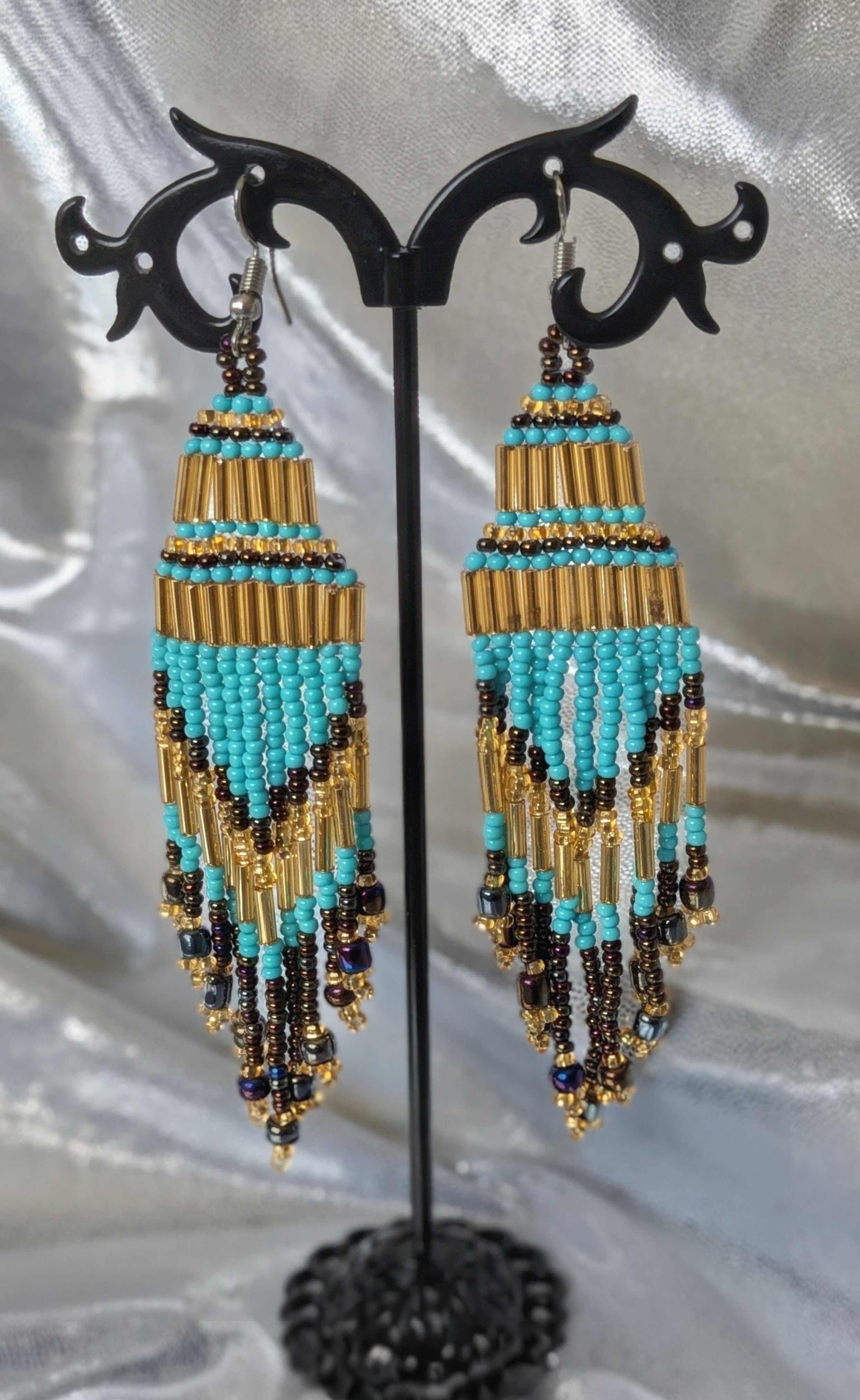 Colorful Beaded Chandelier Dangle Earrings