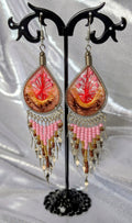 Large Beaded Thread Teardrop Dangle Earrings