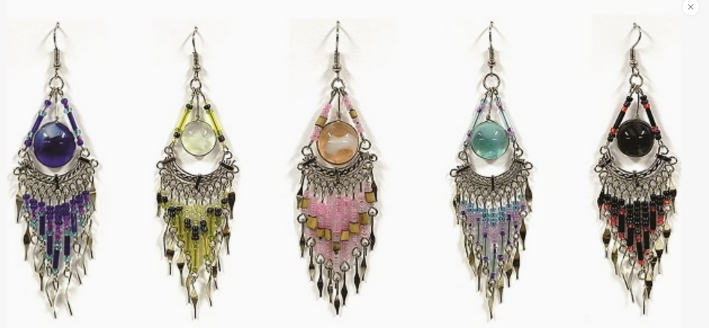 Glass Bead Long Chandelier Earrings