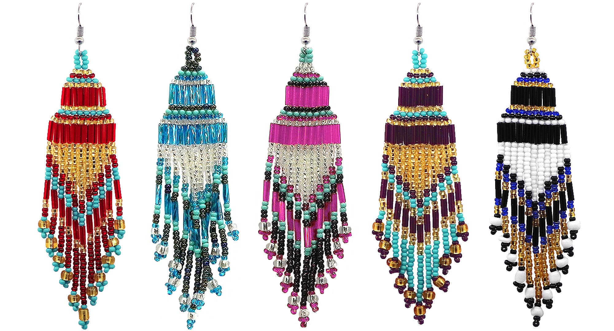 Colorful Beaded Chandelier Dangle Earrings