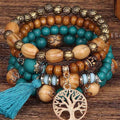 Bohemian Charm Beaded Bracelet Set — Teal