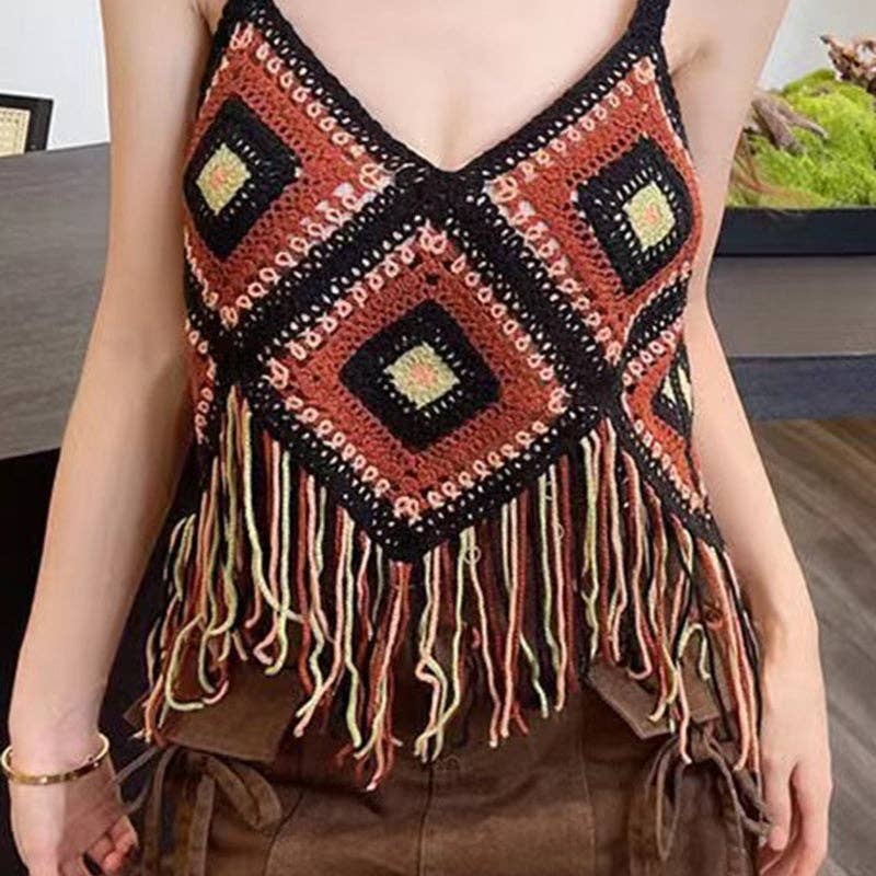 Crochet Flowy Tank Top — Black