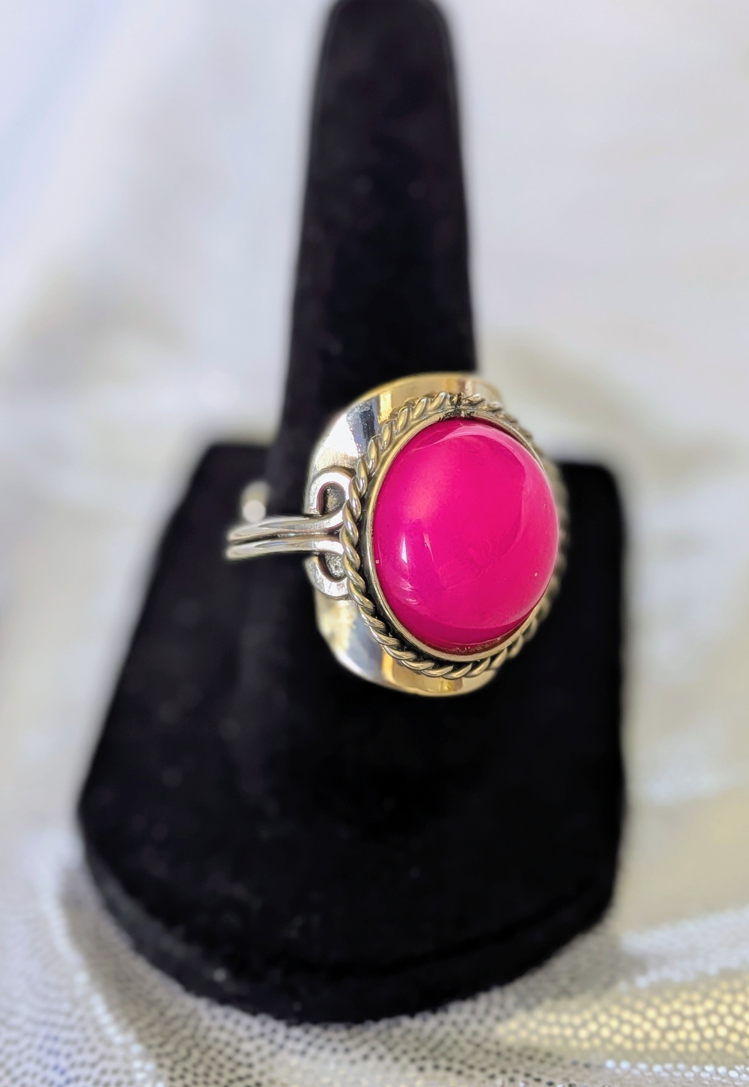 Round Stone Adjustable Metal Ring