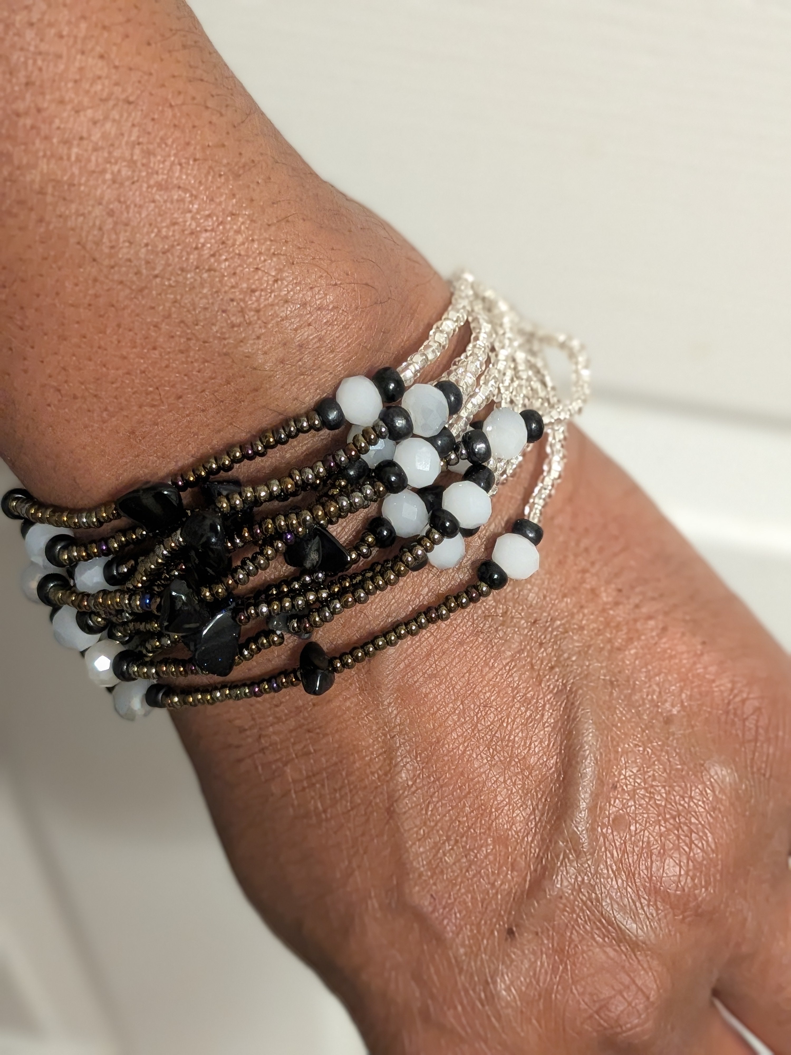 Guatemalan Crystal Seed Bead Multi Strand Bracelet