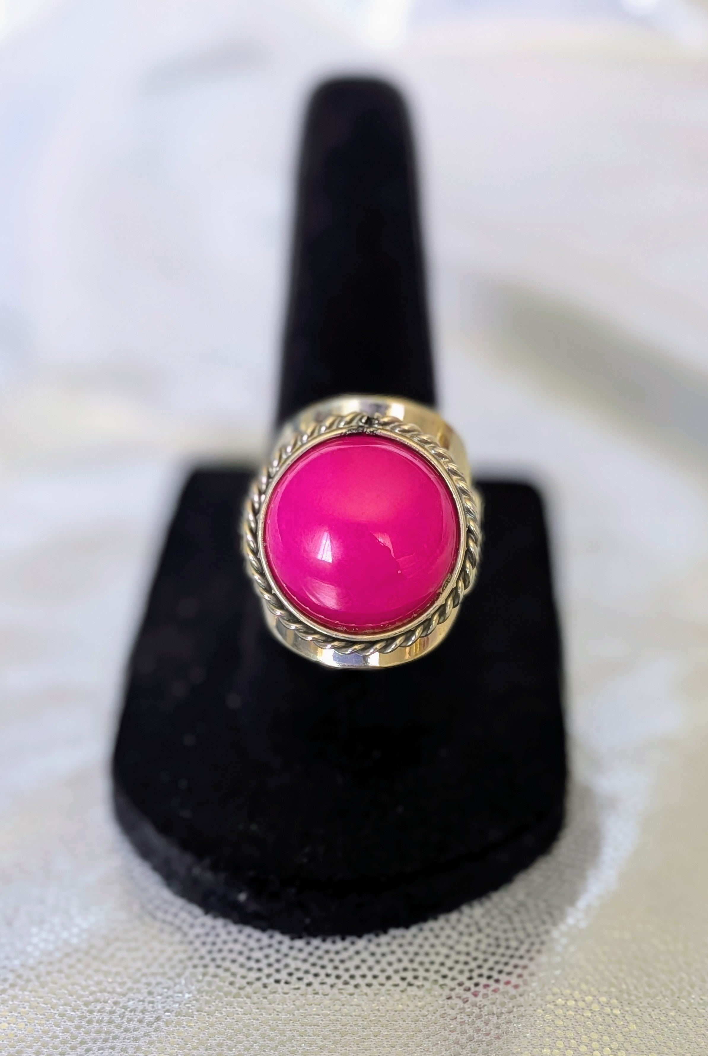 Round Stone Adjustable Metal Ring
