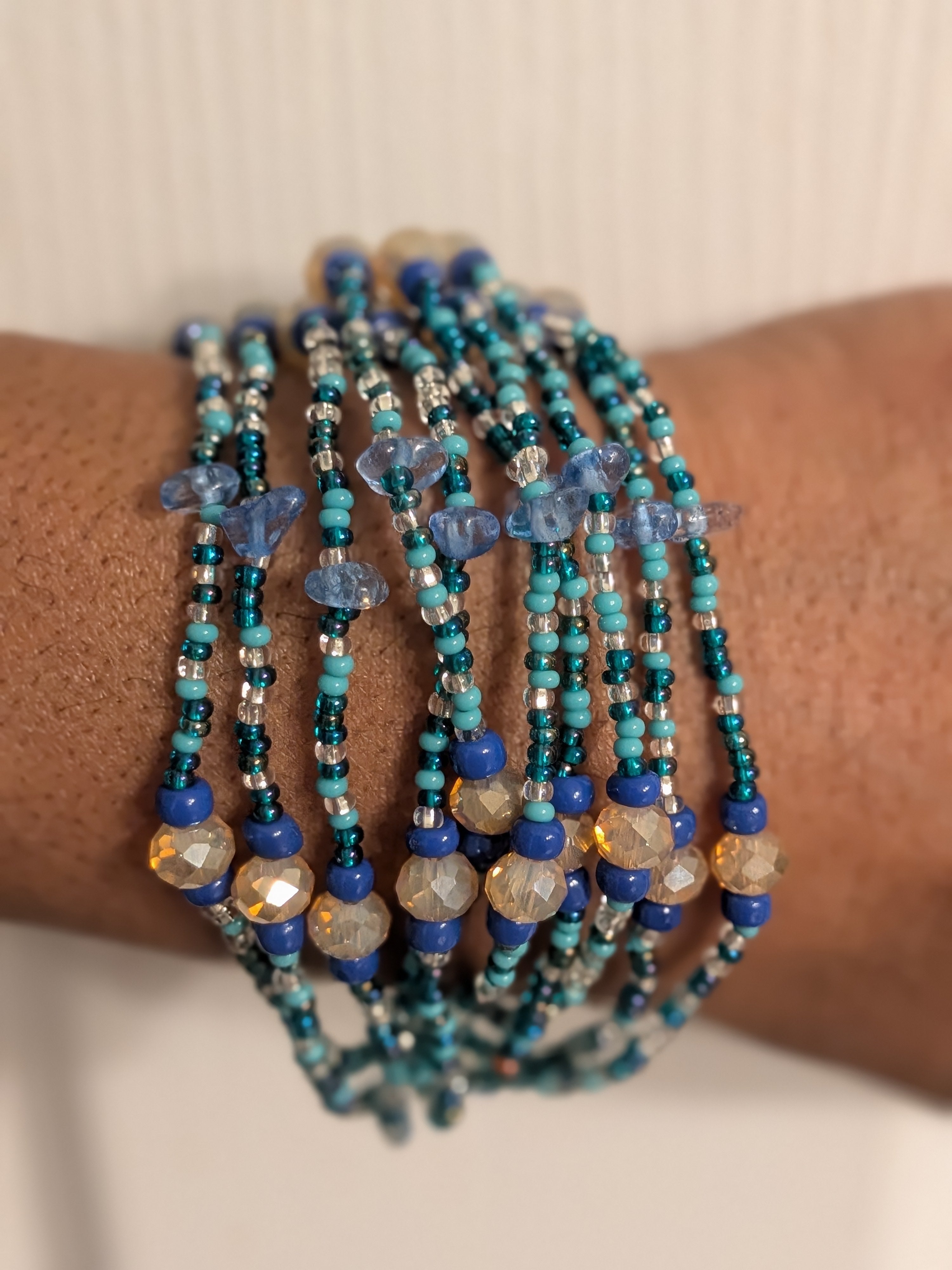 Guatemalan Crystal Seed Bead Multi Strand Bracelet