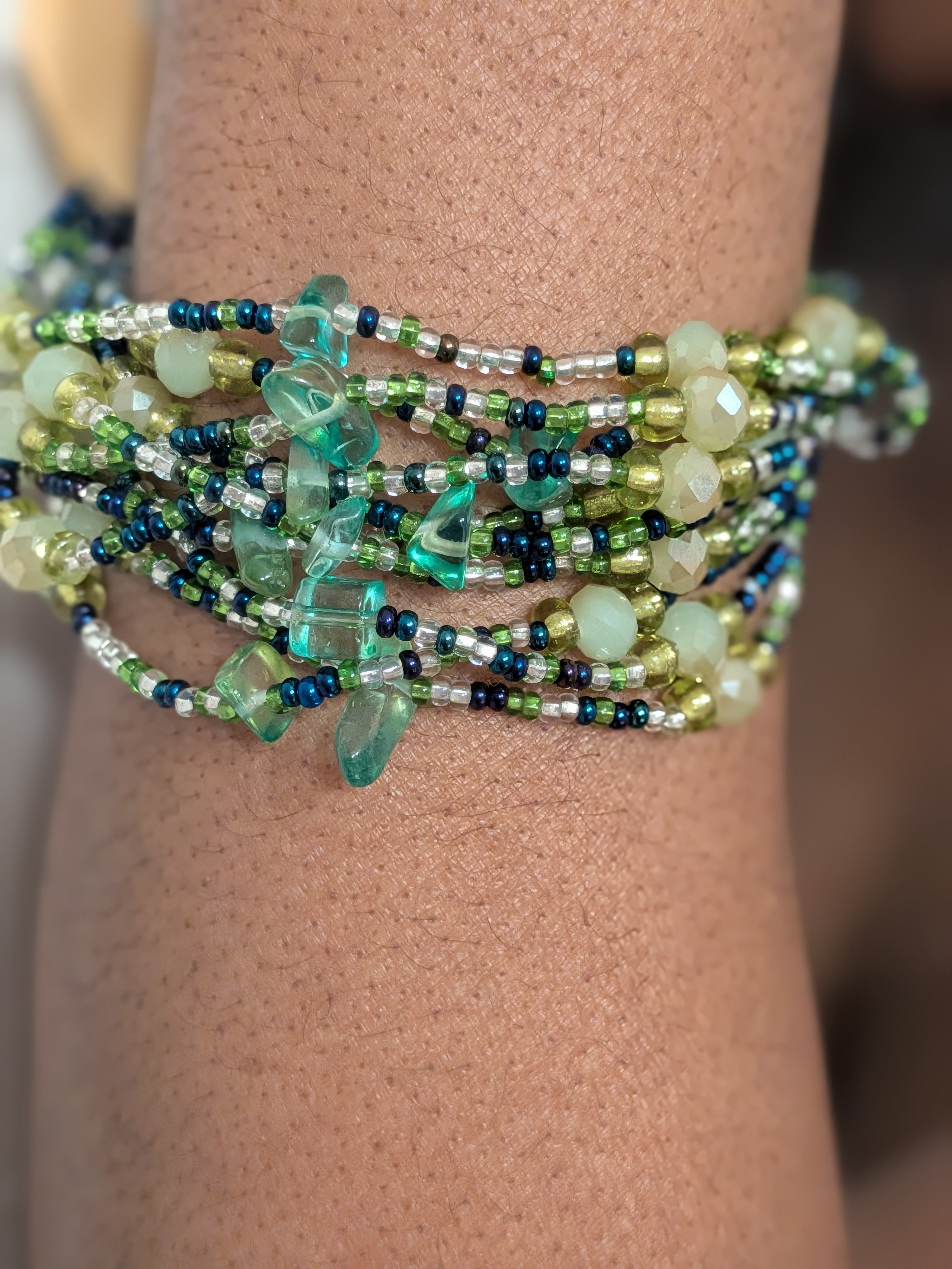 Guatemalan Crystal Seed Bead Multi Strand Bracelet