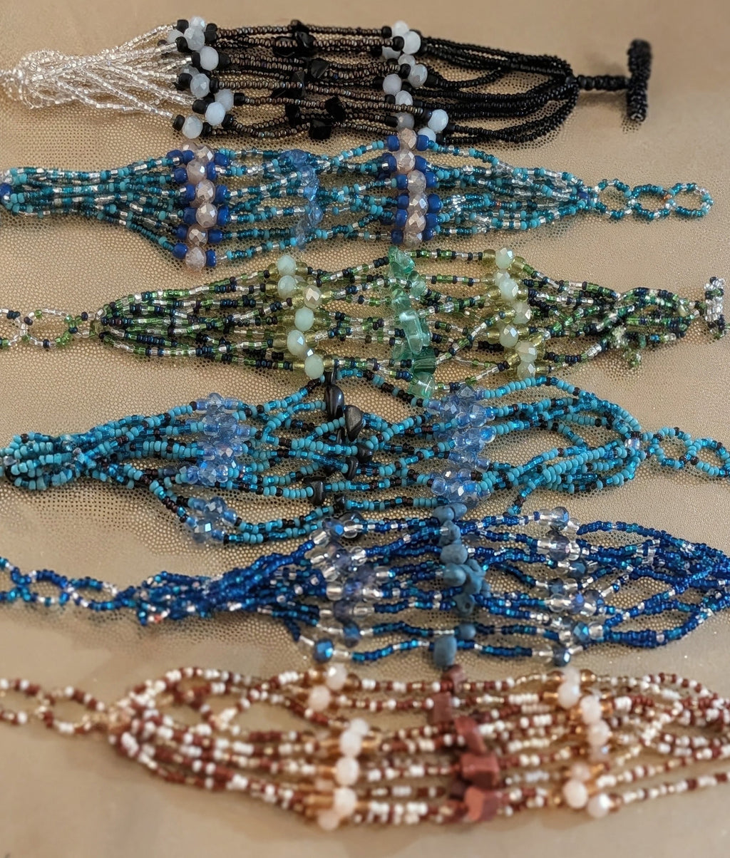 Guatemalan Crystal Seed Bead Multi Strand Bracelet