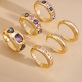 Pink Crystal Statement Rings Set